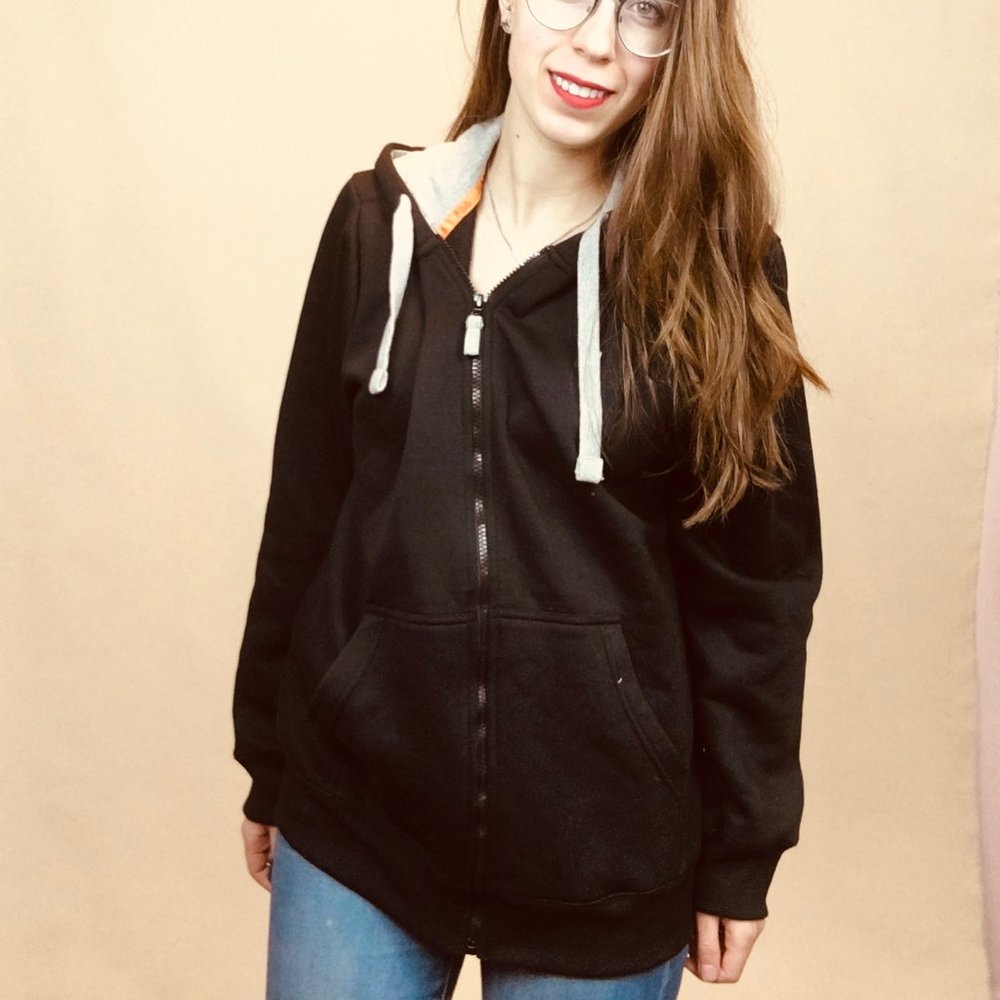 4/$20 FILA Black Zip UP Hoodie Oversized Size LARG - Picture 1 of 6